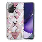 For Samsung Galaxy Note20 Plating Marble Pattern Soft TPU Protective Case(Pink) - 1