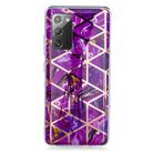 For Samsung Galaxy Note20 Plating Marble Pattern Soft TPU Protective Case(Purple) - 2