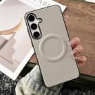 For Samsung Galaxy S25 5G Magsafe Magnetic Plain Leather Phone Case(White) - 1