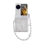 For OPPO Find N3 Flip Three Parts Pearlescent Shell Texture Phone Case with Bracelet(Beige) - 1
