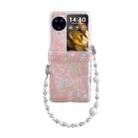 For OPPO Find N3 Flip Three Parts Pearlescent Shell Texture Phone Case with Bracelet(Pink Green) - 1