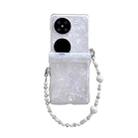 For Huawei Pocket 2 Three Parts Pearlescent Shell Texture Phone Case with Bracelet(White) - 1