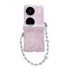 For Huawei Pocket 2 Three Parts Pearlescent Shell Texture Phone Case with Bracelet(Pink) - 1