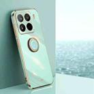 For Xiaomi 15 Pro XINLI Straight Edge 6D Electroplate TPU Phone Case with Ring Holder(Mint Green) - 1