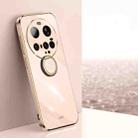 For Xiaomi 15 Ultra XINLI Straight Edge 6D Electroplate TPU Phone Case with Ring Holder(Pink) - 1