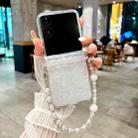 For Xiaomi Mix Flip Three Parts Pearlescent Shell Texture Phone Case with Bracelet(White) - 2