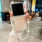 For Xiaomi Mix Flip Three Parts Pearlescent Shell Texture Phone Case with Bracelet(Pink Green) - 2