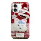 For iPhone 16 Cartoon Dog Plush Phone Case(Red) - 1