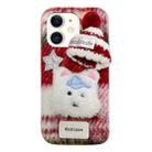 For iPhone 12 Cartoon Dog Plush Phone Case(Red) - 1