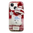 For iPhone 14 Plus Cartoon Dog Plush Phone Case(Red) - 1