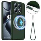 For Xiaomi 14T Pro Shockproof Silicone Magsafe Phone Case(Dark Green) - 1