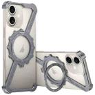 For iPhone 16 Plus Z-shaped Frameless Metal 360 Holder MagSafe Phone Case(Space Grey) - 1