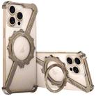 For iPhone 15 Pro Max Z-shaped Frameless Metal 360 Holder MagSafe Phone Case(Desert Gold) - 1