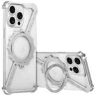 For iPhone 15 Pro Max Z-shaped Frameless Metal 360 Holder MagSafe Phone Case(Space Silver) - 1