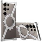 For Samsung Galaxy S25 Ultra 5G Z-shaped Frameless Metal 360 Holder MagSafe Phone Case(Space Silver) - 1