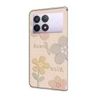For Redmi K70E Fresh Painted Leather Phone Case(Beige Flowers) - 3