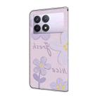 For Redmi K70E Fresh Painted Leather Phone Case(Dark Purple Flowers) - 3