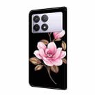 For Redmi K70E Fresh Painted Leather Phone Case(Black Flowers) - 3
