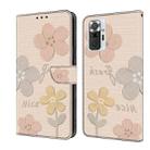 For Redmi Note 10 Pro 4G Fresh Painted Leather Phone Case(Beige Flowers) - 1