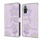 For Redmi Note 10 Pro 4G Fresh Painted Leather Phone Case(Dark Purple Flowers) - 1