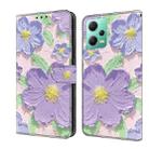 For Redmi Note 12 5G Global Fresh Painted Leather Phone Case(Oil Painting Purple Flowers) - 1