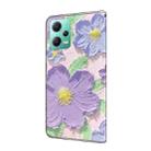 For Redmi Note 12 5G Global Fresh Painted Leather Phone Case(Oil Painting Purple Flowers) - 3