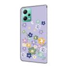 For Redmi Note 12 5G Global Fresh Painted Leather Phone Case(Purple Floral) - 3