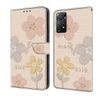 For Redmi Note 12 Pro 4G / 11 Pro Fresh Painted Leather Phone Case(Beige Flowers) - 1