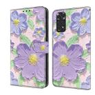 For Redmi Note 11 / 11S Fresh Painted Leather Phone Case(Oil Painting Purple Flowers) - 1