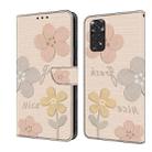 For Redmi Note 11 / 11S Fresh Painted Leather Phone Case(Beige Flowers) - 1