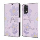 For Redmi Note 11 / 11S Fresh Painted Leather Phone Case(Dark Purple Flowers) - 1