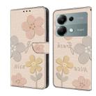 For Redmi Note 13 Pro 4G Fresh Painted Leather Phone Case(Beige Flowers) - 1