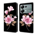 For Redmi Note 13 Pro 4G Fresh Painted Leather Phone Case(Black Flowers) - 1