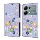 For Redmi Note 13 Pro 4G Fresh Painted Leather Phone Case(Purple Floral) - 1