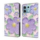 For Redmi Note 13 5G Fresh Painted Leather Phone Case(Oil Painting Purple Flowers) - 1