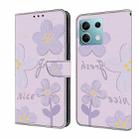 For Redmi Note 13 5G Fresh Painted Leather Phone Case(Dark Purple Flowers) - 1