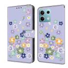 For Redmi Note 13 5G Fresh Painted Leather Phone Case(Purple Floral) - 1