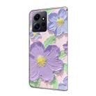 For Redmi Note 12 4G Global Fresh Painted Leather Phone Case(Oil Painting Purple Flowers) - 3