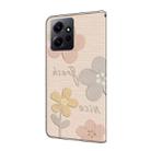 For Redmi Note 12 4G Global Fresh Painted Leather Phone Case(Beige Flowers) - 3