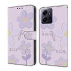 For Redmi Note 12 4G Global Fresh Painted Leather Phone Case(Dark Purple Flowers) - 1