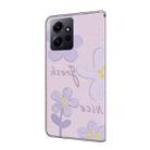 For Redmi Note 12 4G Global Fresh Painted Leather Phone Case(Dark Purple Flowers) - 3