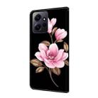 For Redmi Note 12 4G Global Fresh Painted Leather Phone Case(Black Flowers) - 3