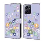 For Redmi Note 12 4G Global Fresh Painted Leather Phone Case(Purple Floral) - 1