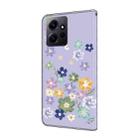 For Redmi Note 12 4G Global Fresh Painted Leather Phone Case(Purple Floral) - 3