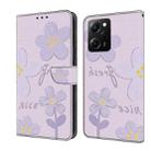 For Redmi Note 12 Pro 5G Global Fresh Painted Leather Phone Case(Dark Purple Flowers) - 1