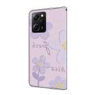 For Redmi Note 12 Pro 5G Global Fresh Painted Leather Phone Case(Dark Purple Flowers) - 3