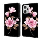 For Redmi Note 12 Pro+ Global Fresh Painted Leather Phone Case(Black Flowers) - 1