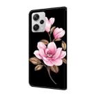 For Redmi Note 12 Pro+ Global Fresh Painted Leather Phone Case(Black Flowers) - 3