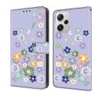 For Redmi Note 12 Pro+ Global Fresh Painted Leather Phone Case(Purple Floral) - 1