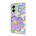 For Redmi 13C Fresh Painted Leather Phone Case(Oil Painting Purple Flowers) - 3